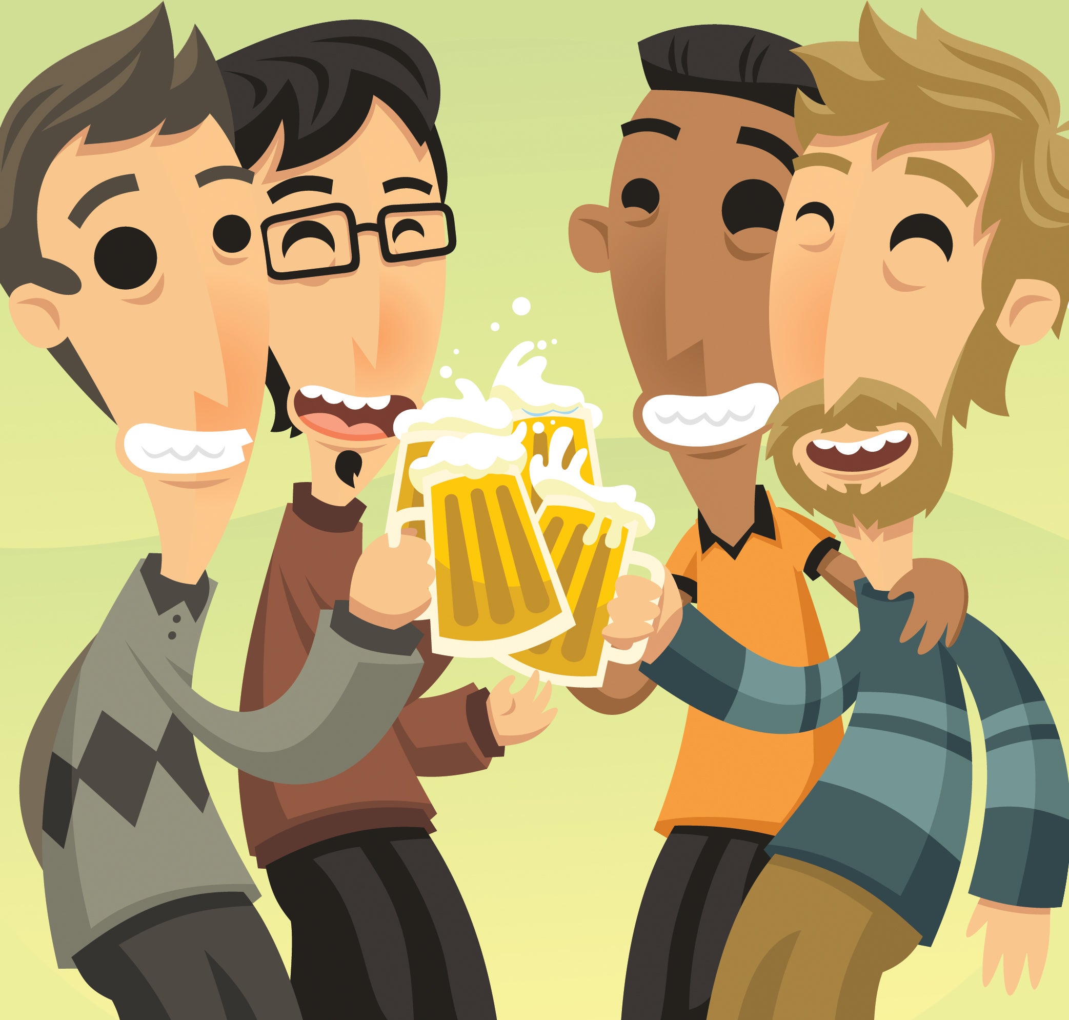 Clip art men gather for a pint of beer