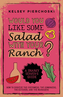 book cover, pink with cut bell pepper slice, red onion, lettuce, tomato wedge