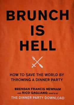 book cover of Brunk Is Hell, red background with fork and knife in shape of an "x"