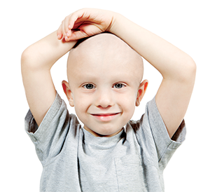 Little boy with no hair on his head or face