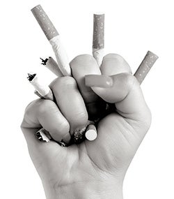 Fist full of used cigarettes